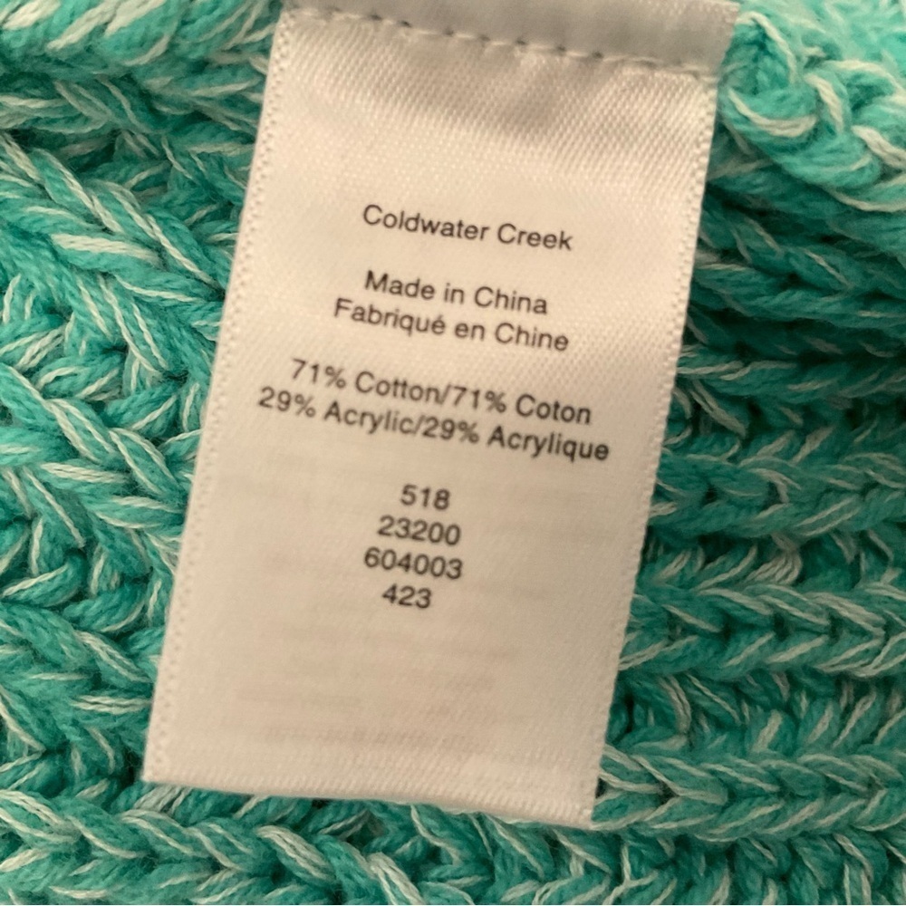 Coldwater Creek Plus Size 1X Green Cotton Blend Cowl Neck Tunic Sweater - Picture 6 of 16